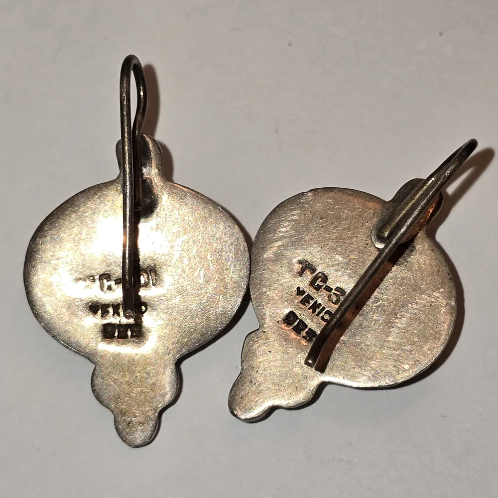 Taxco Silver and Gold Earrings - Picture 4 of 7